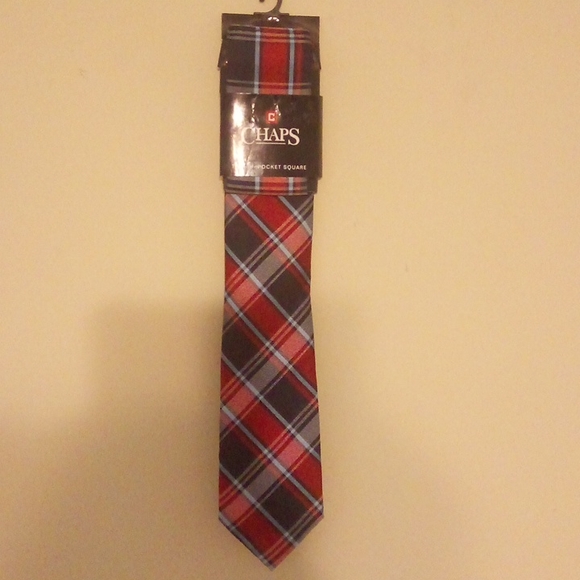 Brand New with Tags 100% Polyester Chaps Plaid Tie - Picture 1 of 10